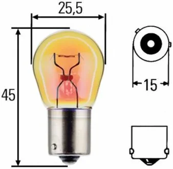 Лампа накаливания желтая PY21W 12V 21W HELLA 8GA 006 841-123