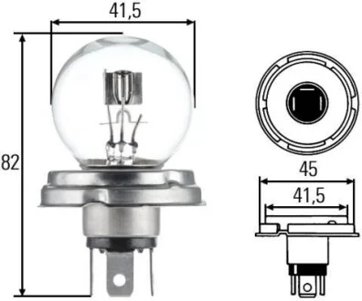 Лампа галогенная 6В R2 45/40Вт HELLA 8GD 002 088-071