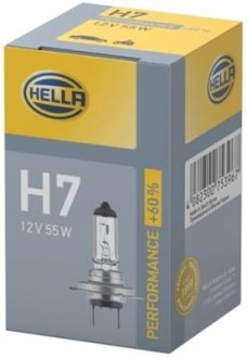 Лампа накаливания, H7 12V 55W PX26d, +60% HELLA 8GH223498231