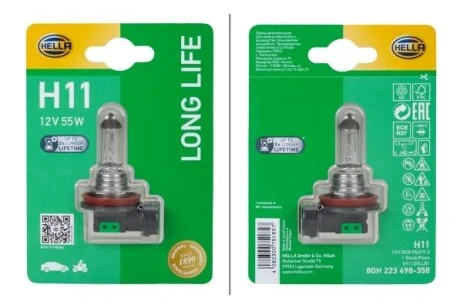 Лампа галогенная 12В H11 55Вт HELLA 8GH 223 498-358