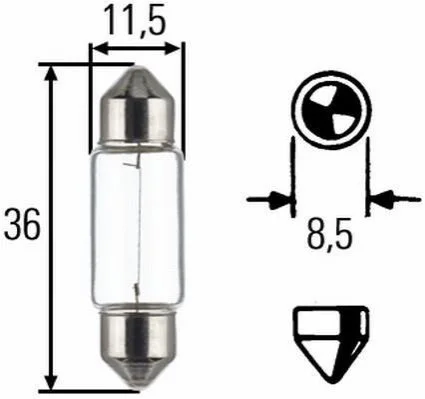 Лампа накаливания, C5W 12V 5W SV8,5 Long Life HELLA 8GM002092171 (фото 1)