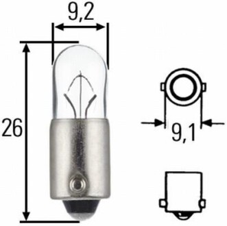 Лампа накаливания T4W 6V 4W HELLA 8GP 002 067-061