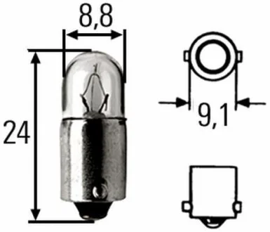 Лампа накаливания T3W 12V 3W HELLA 8GP 002 068-131