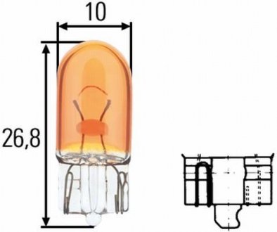 Лампа накаливания, WY5W 12V 5W W 2,1 x 9,5d Amber HELLA 8GP003594541