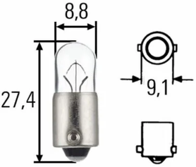 Лампа накаливания T6W 12V 6W HELLA 8GP 007 676-121