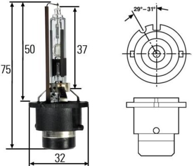 Лампа ксеноновая D2R 85V 35W HELLA 8GS 007 001-241