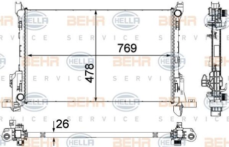 Радиатор охлаждения двигателя HELLA 8MK 376 701-581