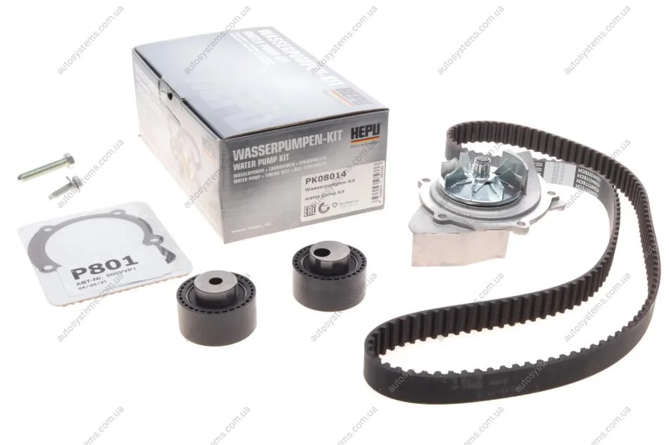 Комплект ГРМ + помпа Citroen C5/C8 01-/Peugeot 406/607/807 2.2HDI 02- (146x25) HEPU PK08014 (фото 1)