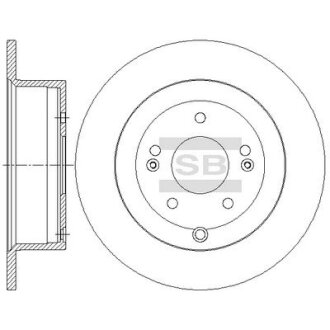 Тормозной диск задний невентилируемый Hi-Q (SANGSIN) SD1082