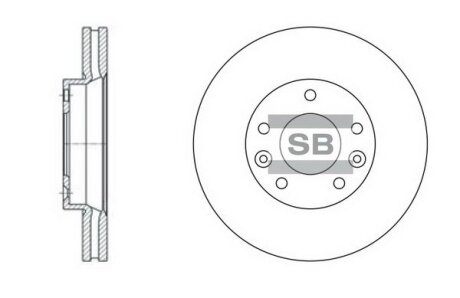 Тормозной диск передний вентилируемый Hi-Q (SANGSIN) SD2003