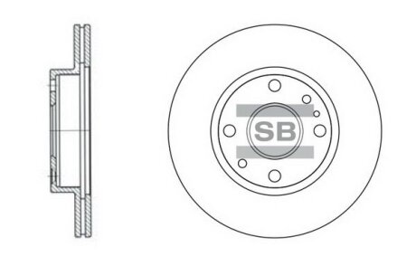 Тормозной диск передний вентилируемый Hi-Q (SANGSIN) SD2023