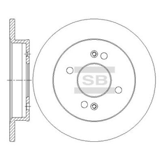 Тормозной диск задний невентилируемый Hi-Q (SANGSIN) SD2045