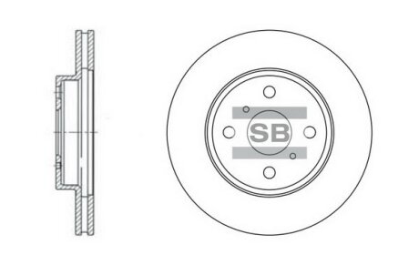 Тормозной диск передний вентилируемый Hi-Q (SANGSIN) SD4003