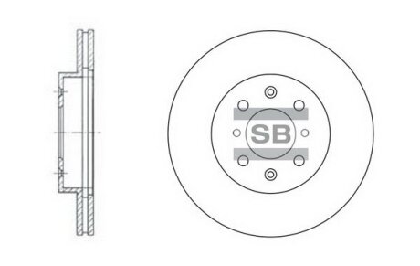 Тормозной диск передний вентилируемый Hi-Q (SANGSIN) SD4105