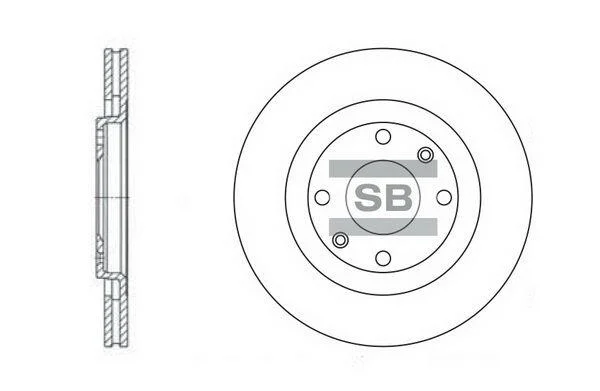 Тормозной диск передний вентилируемый Hi-Q (SANGSIN) SD5002 (фото 1)
