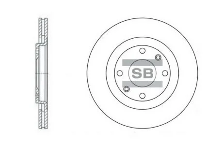 Тормозной диск передний вентилируемый Hi-Q (SANGSIN) SD5002