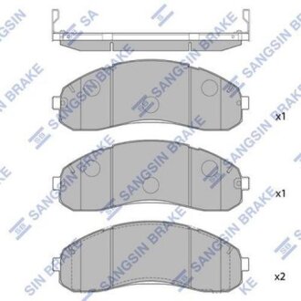 Тормозные колодки дисковые передние, комплект Hi-Q (SANGSIN) SP1148