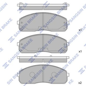 Тормозные колодки дисковые передние, комплект Hi-Q (SANGSIN) SP1175