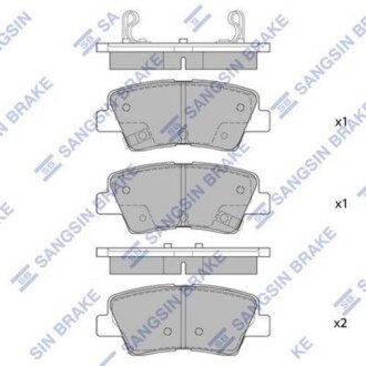 Тормозные колодки дисковые задние, комплект Hi-Q (SANGSIN) SP1401