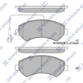 Тормозные колодки дисковые передние, комплект Hi-Q (SANGSIN) SP1716