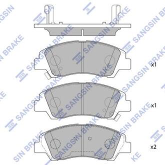Тормозные колодки дисковые передние, комплект Hi-Q (SANGSIN) SP1719
