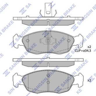 Тормозные колодки дисковые передние, комплект Hi-Q (SANGSIN) SP1737
