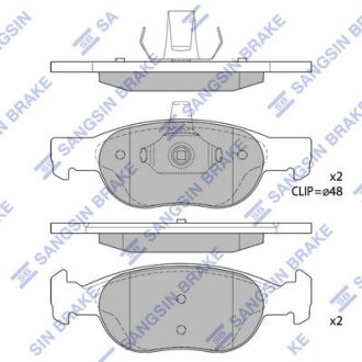 Тормозные колодки дисковые передние, комплект Hi-Q (SANGSIN) SP1740A