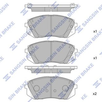 Тормозные колодки дисковые передние, комплект Hi-Q (SANGSIN) SP1848