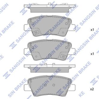 Тормозные колодки дисковые задние, комплект Hi-Q (SANGSIN) SP1851