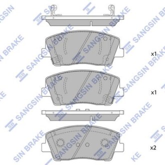 Тормозные колодки дисковые передние, комплект Hi-Q (SANGSIN) SP1882