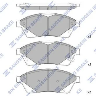 Тормозные колодки дисковые передние, комплект Hi-Q (SANGSIN) SP2251