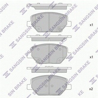 Тормозные колодки дисковые передние, комплект Hi-Q (SANGSIN) SP4284