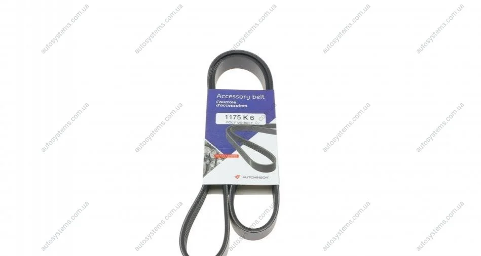 Ремінь генератора RenauT Duster 1.5 dCi 17- (6PK1175) HUTCHINSON 1175 K 6 (фото 1)