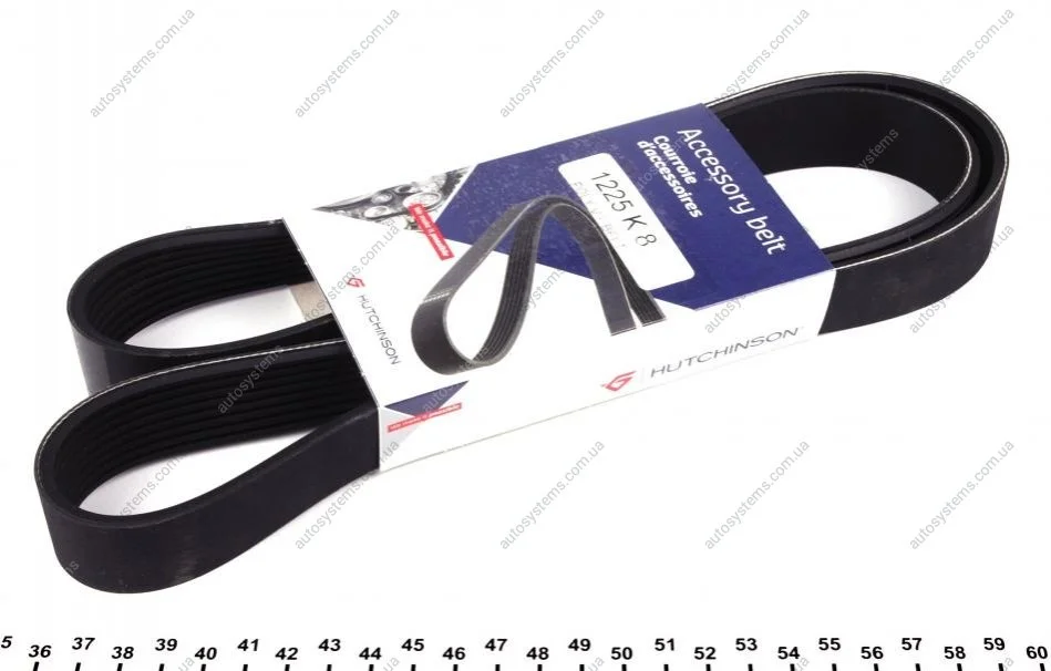 Ремінь генератора Mazda 3/5/6 2.0 DI/CD 02-10 (8PK1225) HUTCHINSON 1225 K 8 (фото 1)