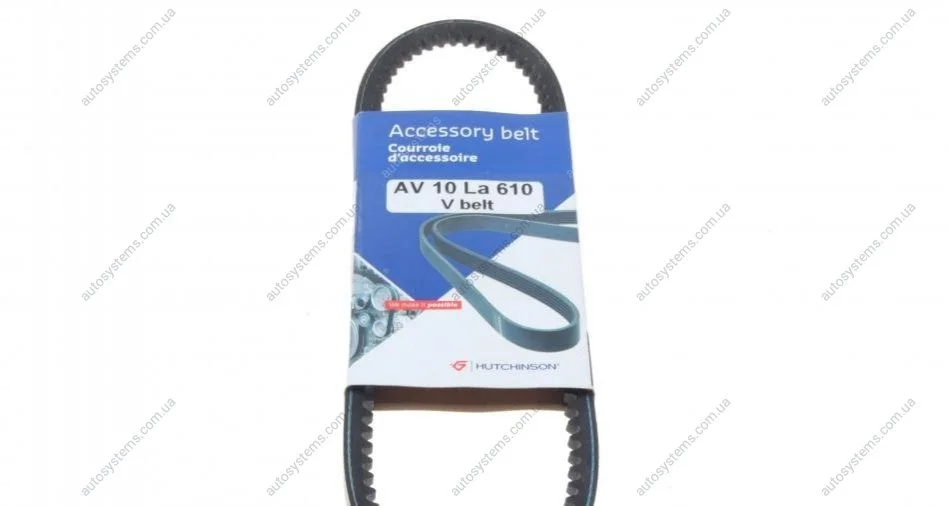 Ремінь генератора Citroen GS/Daewoo Tico/Land Rover Discovery I/Peugeot 305 II/505 78-00 (10х613) HUTCHINSON AV 10 La 610 (фото 1)