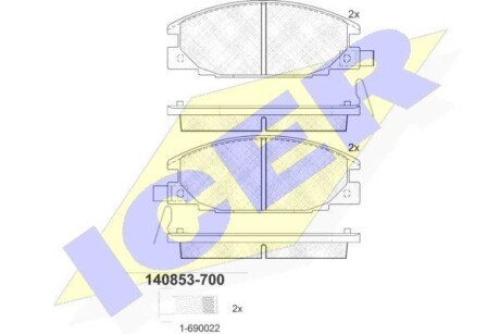 Тормозные колодки дисковые, комплект ICER 140853-700