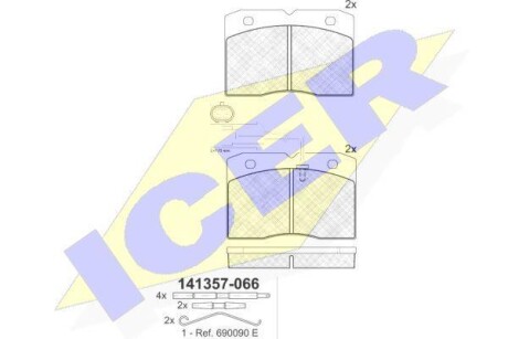 Тормозные колодки дисковые, комплект ICER 141357