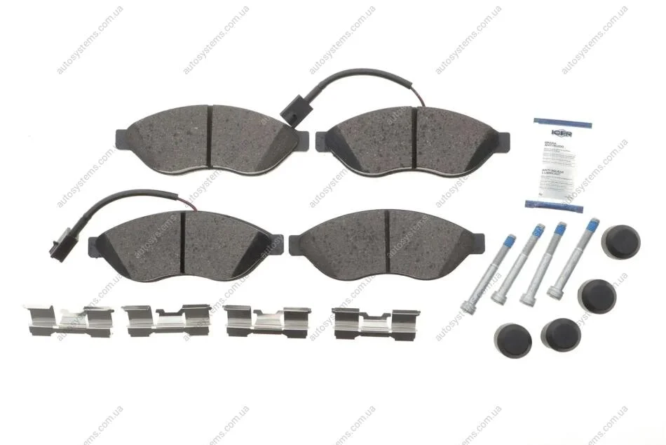 Колодки гальмівні (передні) Citroen Jumper/Fiat Ducato/Peugeot Boxer 06- (+ датчик) ICER 141803-203 (фото 1)