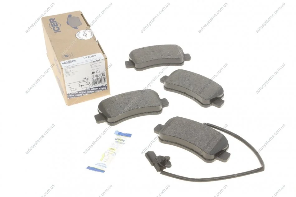 Колодки гальмівні (задні) Renault Master III/Opel Movano B/Nissan NV400 10- (+датчик)(однокатковий) ICER 142001 (фото 1)