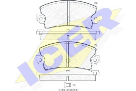 Тормозные колодки дисковые, комплект ICER 180098