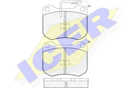 Тормозные колодки дисковые, комплект ICER 180198
