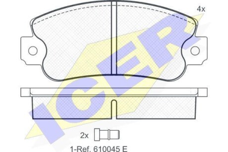 Тормозные колодки дисковые, комплект ICER 180418