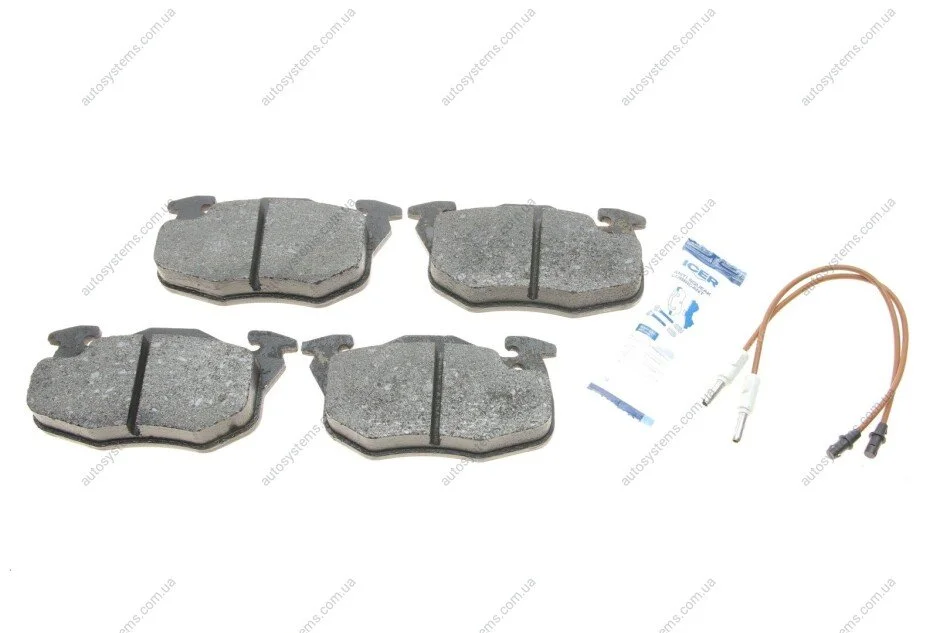 Колодки гальмівні (передні) Peugeot 106 91-04/205/305/309/405 82-98/Renault Clio 91-98 (з датчик.) ICER 180633 (фото 1)