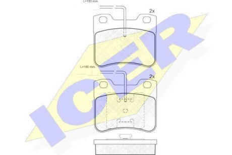 Тормозные колодки дисковые, комплект ICER 180691