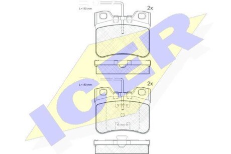 Тормозные колодки дисковые, комплект ICER 180788