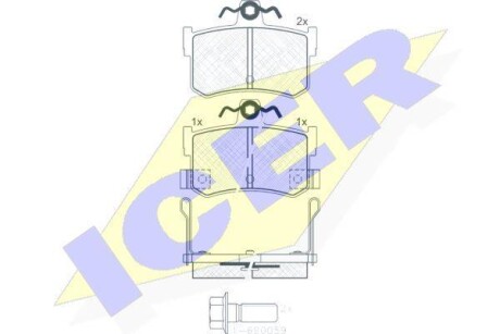 Тормозные колодки дисковые, комплект ICER 180995-701