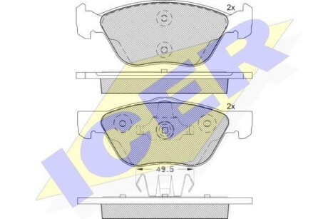 Тормозные колодки дисковые, комплект ICER 181125-203