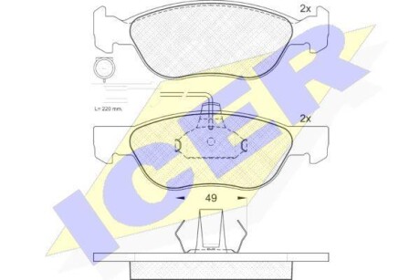 Тормозные колодки дисковые, комплект ICER 181243