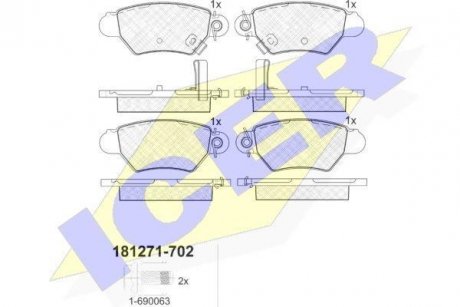 Колодки гальмівні (задні) Opel Astra G 98-05/Chevrolet Corsa 94-02 ICER 181271-702