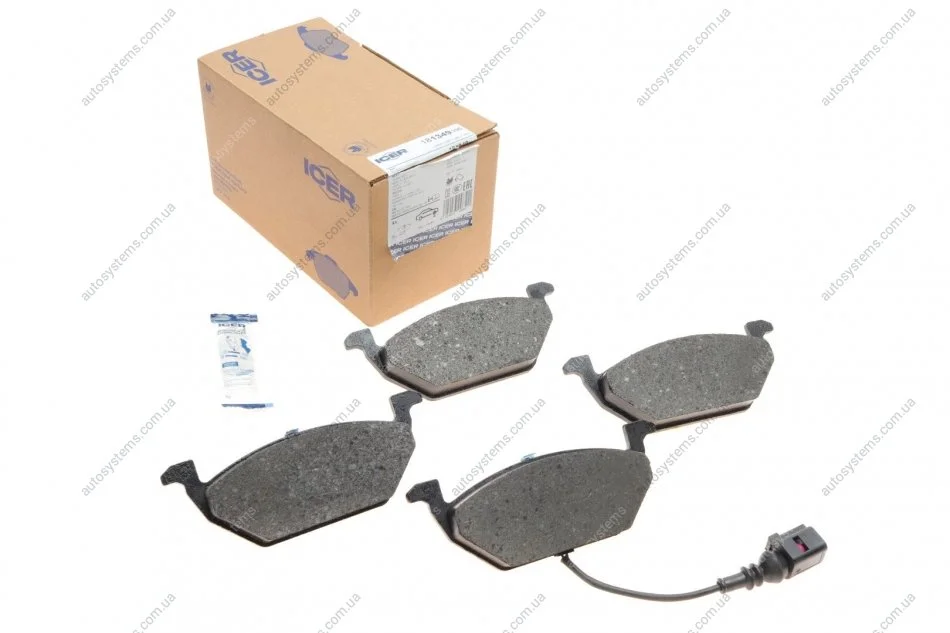 Колодки гальмівні (передні) Audi A3/Skoda Fabia/Octavia 96-13/VW Caddy 04-15/Golf 97- (+датчик) ICER 181349-396 (фото 1)